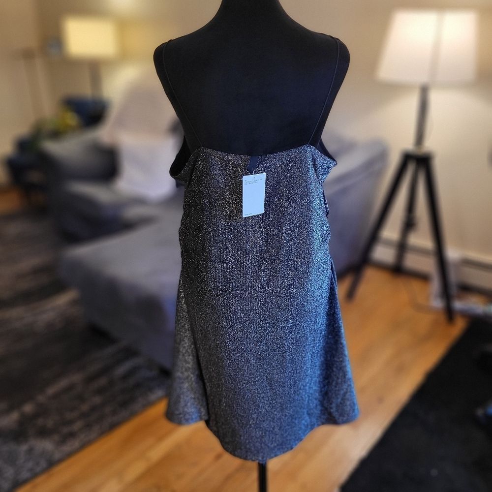 H&M Sparkling Silvery Black Mini Dress Size XL - Picture 6 of 13